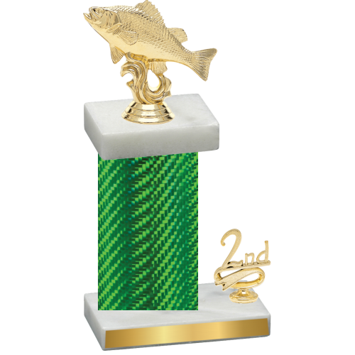 Accented Single Green Carbon Fiber Second Place Fishing Trophy