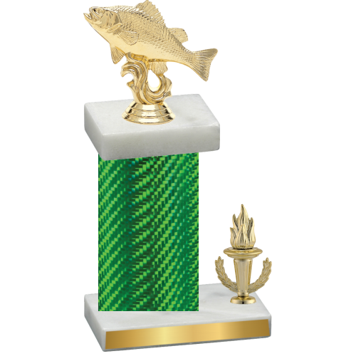 Accented Single Green Carbon Fiber Victory Fishing Trophy