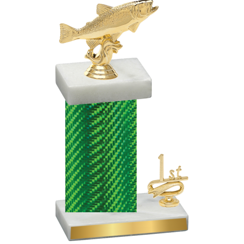 Accented Single Green Carbon Fiber First Place Fishing Trophy