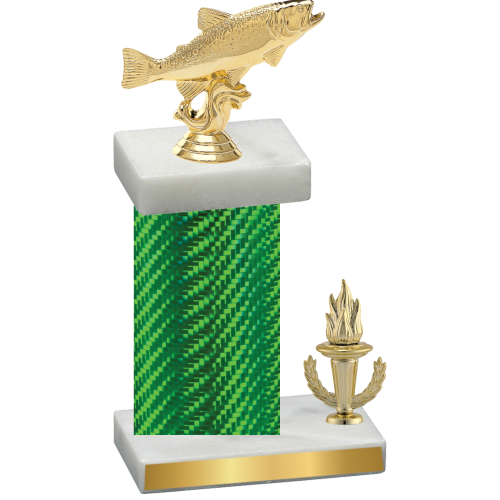 Accented Single Green Carbon Fiber Victory Fishing Trophy