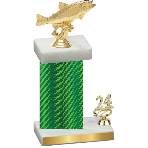 Accented Single Green Carbon Fiber Year Fishing Trophy