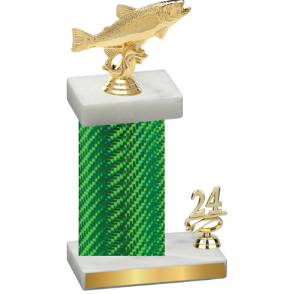 Accented Single Green Carbon Fiber Year Fishing Trophy