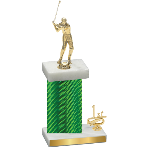 Accented Single Green Carbon Fiber First Place Golf Trophy