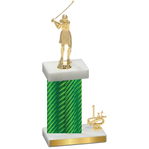 Accented Single Green Carbon Fiber First Place Golf Trophy