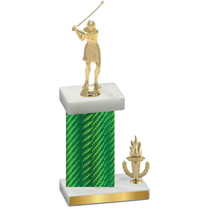 Accented Single Green Carbon Fiber Victory Golf Trophy