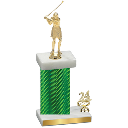 Accented Single Green Carbon Fiber Year Golf Trophy