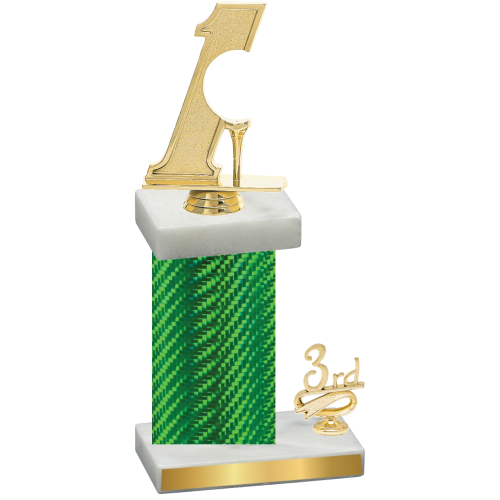 Accented Single Green Carbon Fiber Third Place Golf Trophy