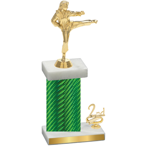 Accented Single Green Carbon Fiber Second Place Karate Trophy