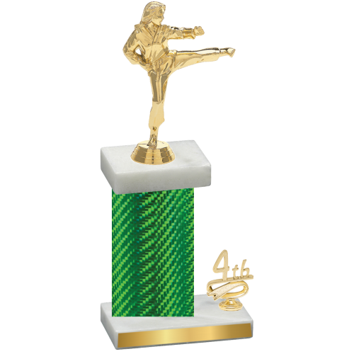 Accented Single Green Carbon Fiber Fourth Place Karate Trophy