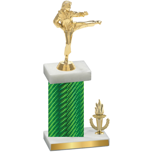 Accented Single Green Carbon Fiber Victory Karate Trophy