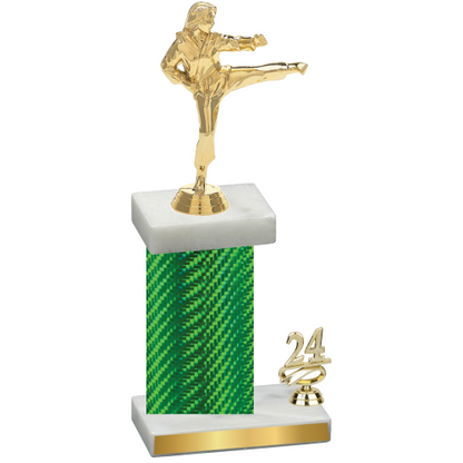 Accented Single Green Carbon Fiber Year Karate Trophy