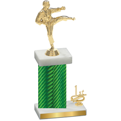 Accented Single Green Carbon Fiber First Place Karate Trophy