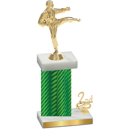 Accented Single Green Carbon Fiber Second Place Karate Trophy