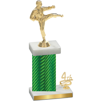 Accented Single Green Carbon Fiber Fourth Place Karate Trophy