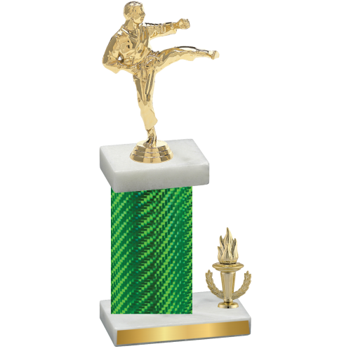 Accented Single Green Carbon Fiber Victory Karate Trophy