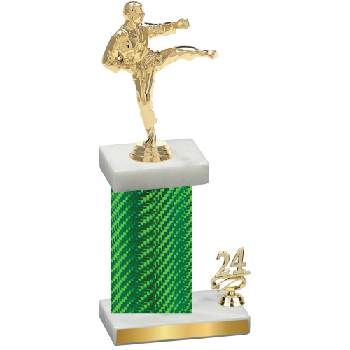 Accented Single Green Carbon Fiber Year Karate Trophy