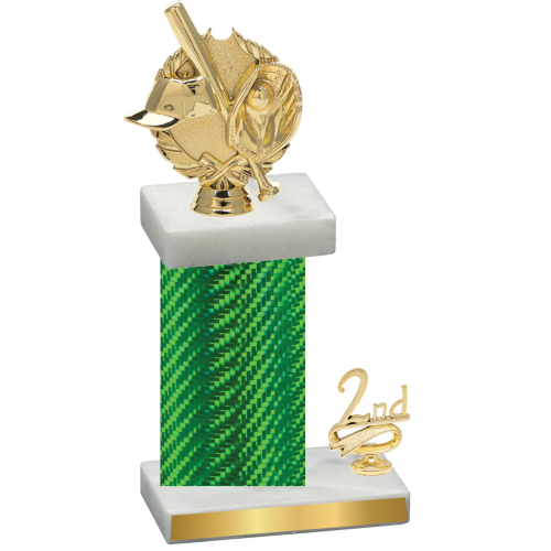 Accented Single Green Carbon Fiber Second Place Baseball Trophy