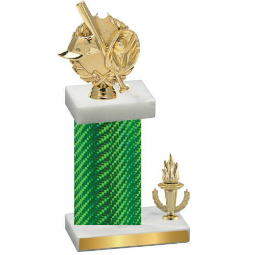 Accented Single Green Carbon Fiber Victory Baseball Trophy