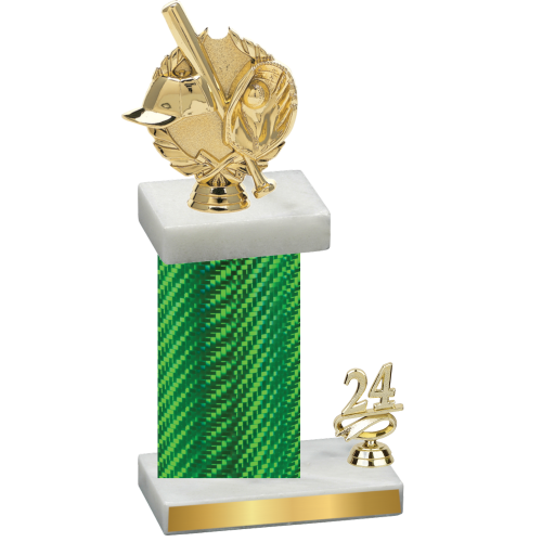 Accented Single Green Carbon Fiber Year Baseball Trophy