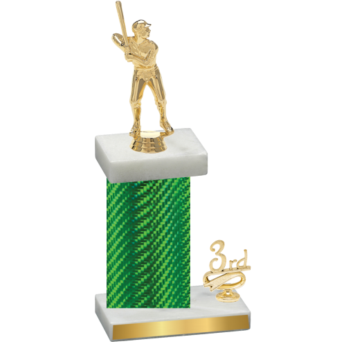 Accented Single Green Carbon Fiber Third Place Baseball Trophy