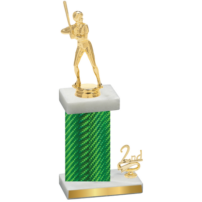 Accented Single Green Carbon Fiber Second Place Softball Trophy