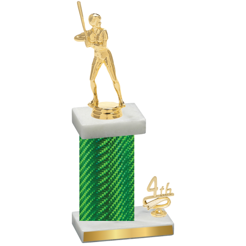 Accented Single Green Carbon Fiber Fourth Place Softball Trophy