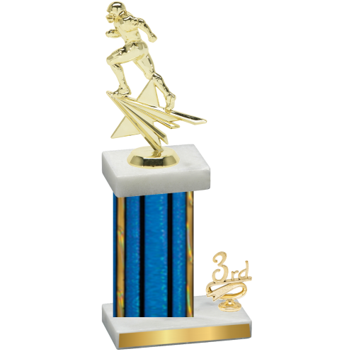 Accented Single Blue Glacier Third Place Football Trophy