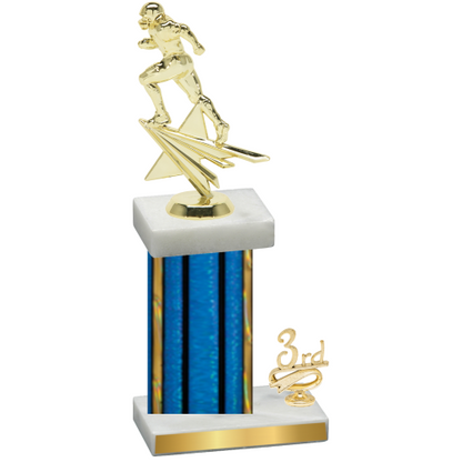 Accented Single Blue Glacier Third Place Football Trophy