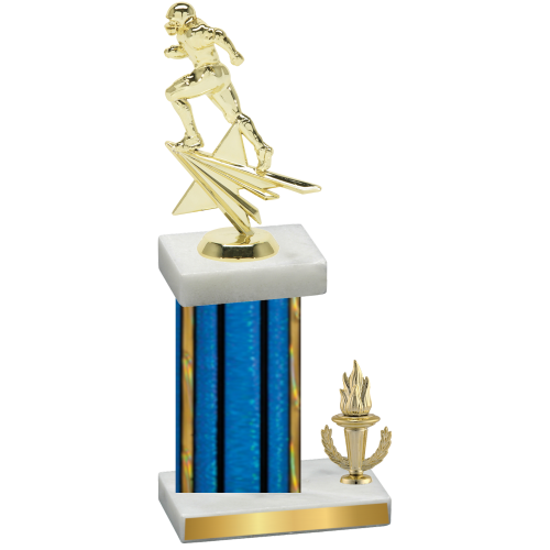 Accented Single Blue Glacier Victory Football Trophy