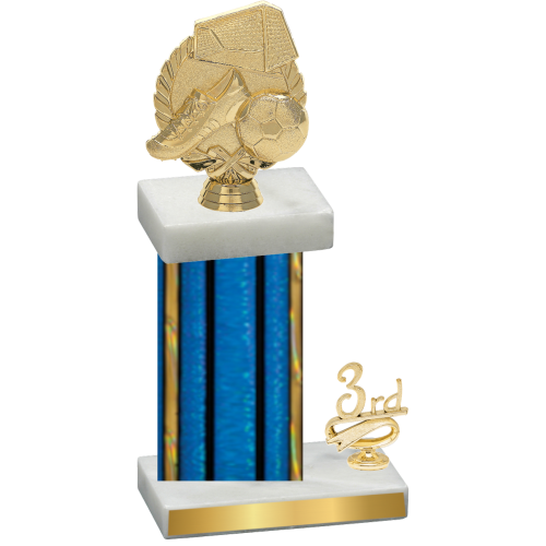 Accented Single Blue Glacier Third Place Soccer Trophy
