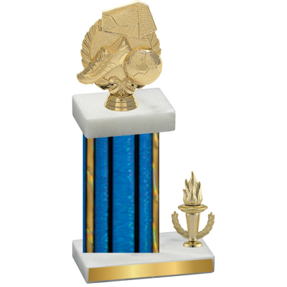 Accented Single Blue Glacier Victory Soccer Trophy