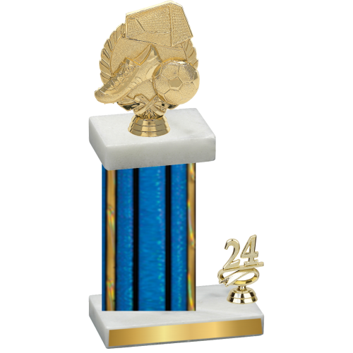 Accented Single Blue Glacier Year Soccer Trophy