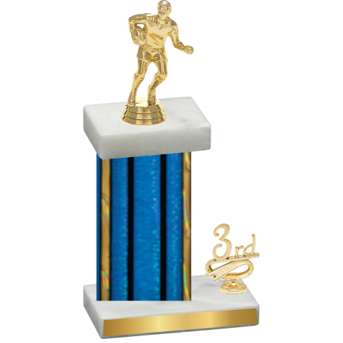 Accented Single Blue Glacier Third Place Rugby Trophy