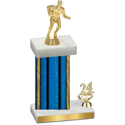 Accented Single Blue Glacier Year Rugby Trophy