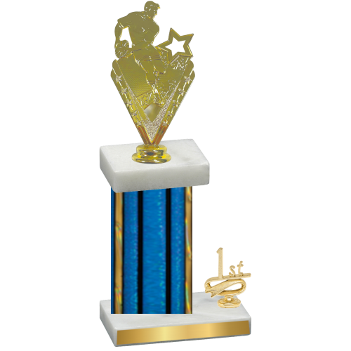 Accented Single Blue Glacier First Place Rugby Trophy