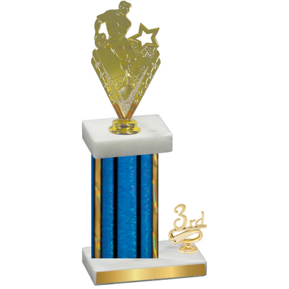 Accented Single Blue Glacier Third Place Rugby Trophy