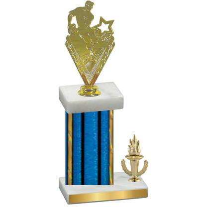 Accented Single Blue Glacier Victory Rugby Trophy