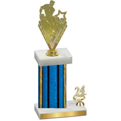 Accented Single Blue Glacier Year Rugby Trophy