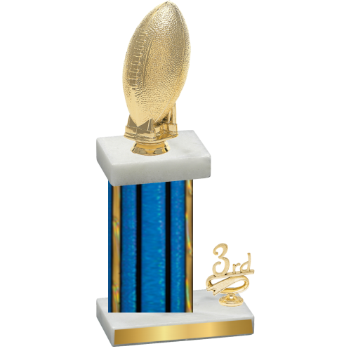 Accented Single Blue Glacier Third Place Football Trophy