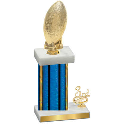 Accented Single Blue Glacier Third Place Football Trophy
