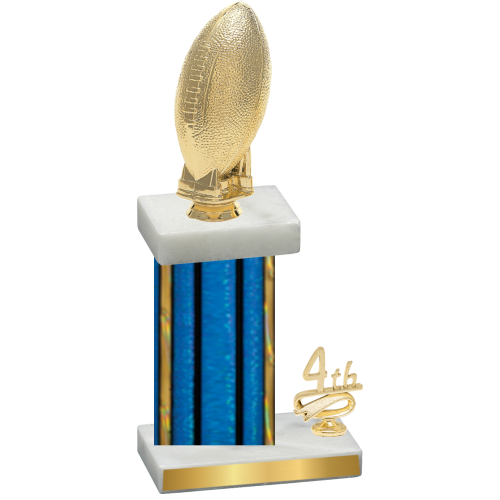 Accented Single Blue Glacier Fourth Place Football Trophy