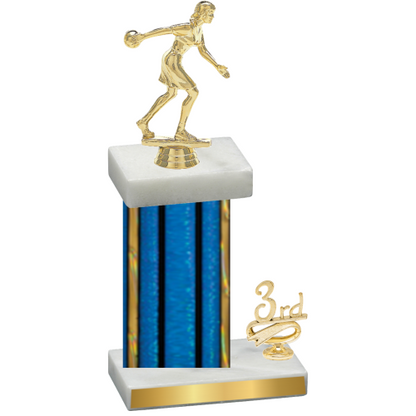 Accented Single Blue Glacier Third Place Bowling Trophy