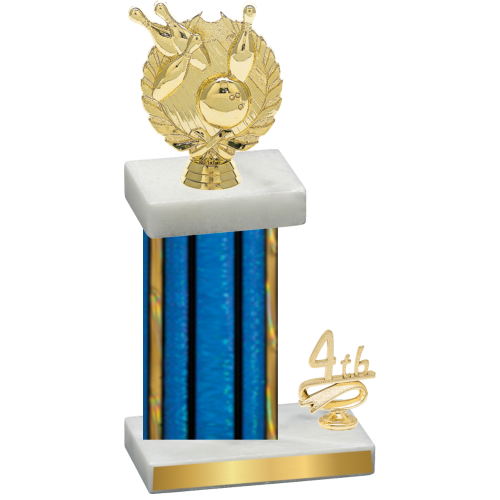 Accented Single Blue Glacier Fourth Place Bowling Trophy