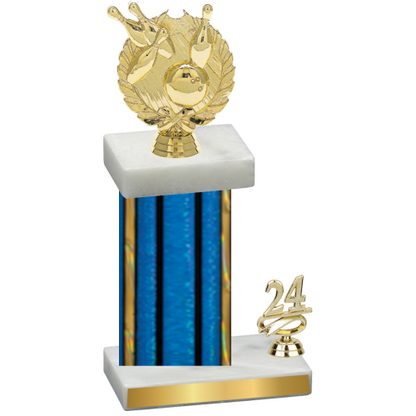 Accented Single Blue Glacier Year Bowling Trophy