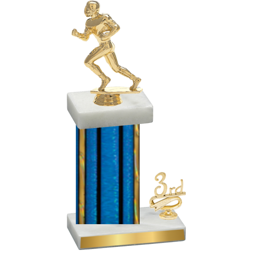 Accented Single Blue Glacier Third Place Football Trophy
