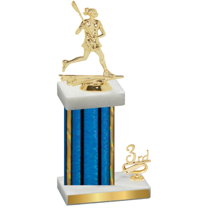 Accented Single Blue Glacier Third Place Lacrosse Trophy