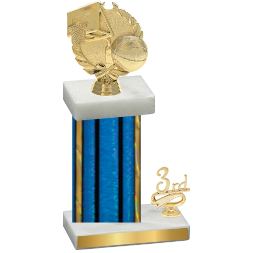 Accented Single Blue Glacier Third Place Basketball Trophy