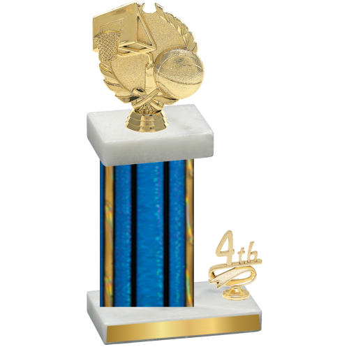 Accented Single Blue Glacier Fourth Place Basketball Trophy