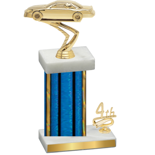 Accented Single Blue Glacier Fourth Place Cars Trophy