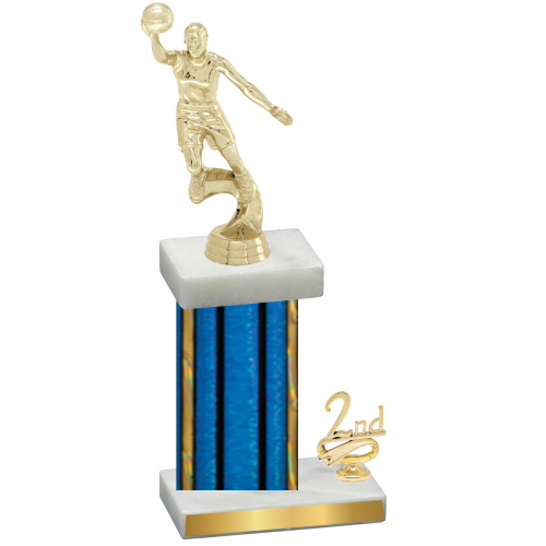 Accented Single Blue Glacier Second Place Basketball Trophy